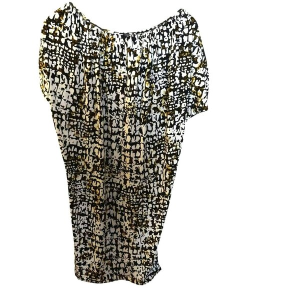 Calvin Klein Blouse | Black White Sleeveless | Split Short Sleeve Modern - Picture 3 of 10